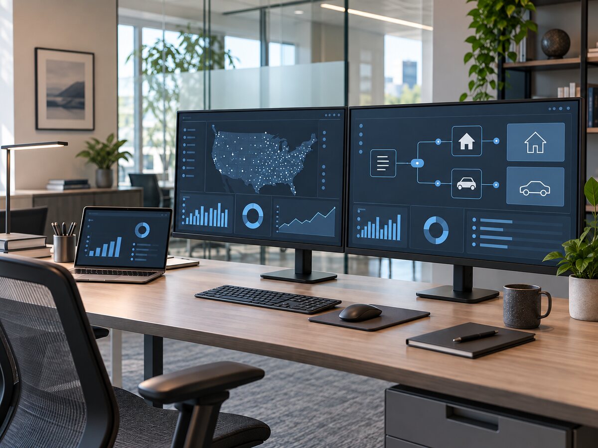 Insurance analytics workstation with dashboards
